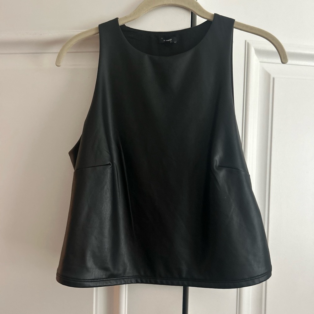 Express body contour faux leather high neck tank